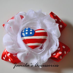 Heart Valentine Hair Bow, Arc de cheveux roux, arc de cheveux blancs, arcs de cheveux Pigtail, arc de cheveux fille, arc de cheveux de vacances, 4e de Juillet Hair Bow