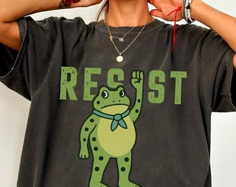 Comfort Colors® Resist Frog Shirt, Portland Frog Protester Activist Shirt, Anti ICE Tee, Feminist Equality Top