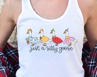 Silly Goose On The Loose Tank, Funny Graphic Silly Goose Tank, Goose Meme Tee, Animal Lover Gift, Cute Gag Tank