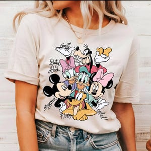 Retro Mickey and Friends Signatures Shirt, Disneyland Tee, Magical Shirt,Disney Characters Tee,Disney Mouse Head Tee,Mickey Family Trip Gift