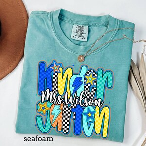 Comfort Colors® Custom Kindergarten Teacher Shirt, Kindergarten Shirt for Back to School,Kindergarten Teacher Name Shirt, Teacher Team Shirt
