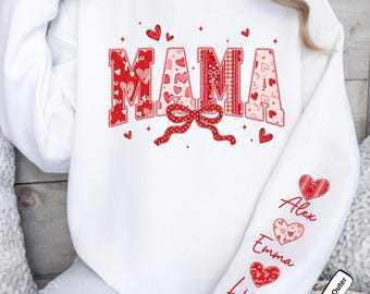 Custom Mama Valentines Day Sweatshirt: Personalized Valentines Mom Sweater with kids names