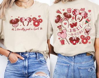 Coquette Bow Disney Mickey Minnie Valentine Shirt: Magical Just A Girl Womens T-Shirt