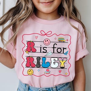 Custom Kids Name Back To School Shirt, Toddler First Day of School Tee, Kindergarten Shirt With Name, First Day School Outfit,Alphabet Shirt