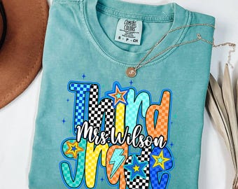 Personalized Third Grade Teacher Comfort Colors Shirt, Back to School Gift