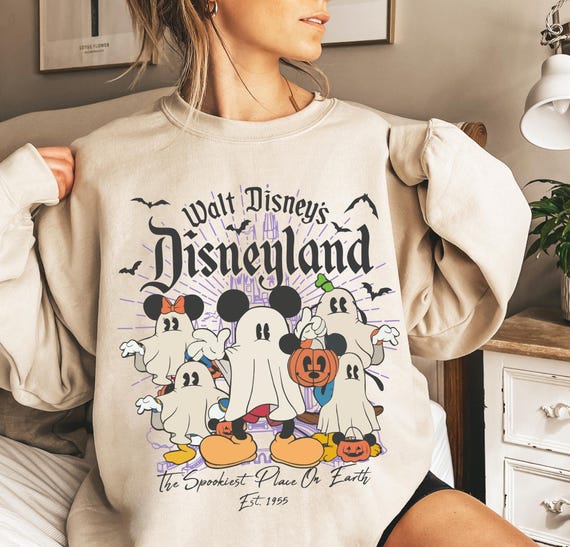 Retro Disneyland Halloween Sweatshirt, Mickey and Friends Ghost Sweater