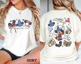 Comfort Colors® Disney Mickey Sorcerer Some Imagination Huh Coquette Bow Shirt, Walt Disney Fantasia Mickey Tee, Disneyland Trip