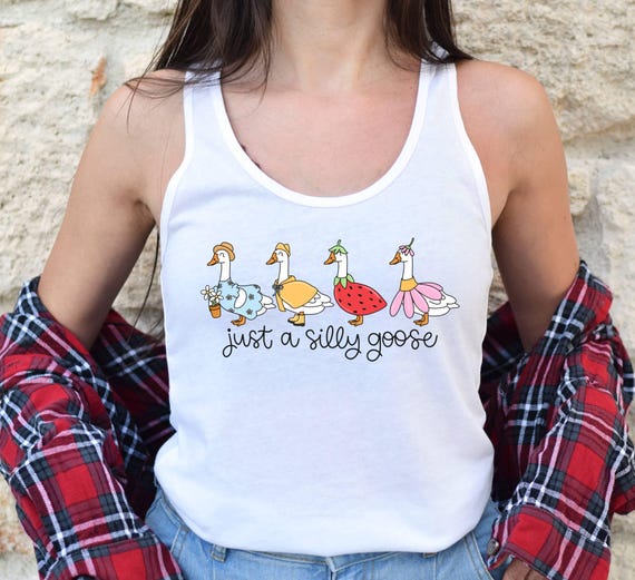 Silly Goose On The Loose Tank, Funny Graphic Silly Goose Tank, Goose Meme Tee, Animal Lover Gift, Cute Gag Tank