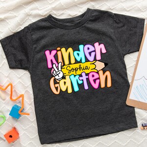 Girls Kindergarten Custom Shirt, Personalized Kids Name Back To School Shirt,First Day of School Lace Shirt, Preschool Girl Tee,Alphabet Tee