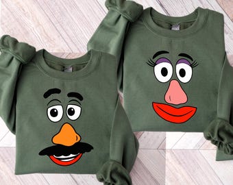 Custom Thanksgiving  Couple Sweatshirt Mr Potato And Mrs Potato Head, Funny Family Matching  Funny Thankful Gift Crewneck