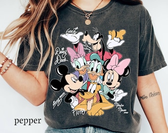 Comfort Colors® Retro Mickey and Friends Signatures Shirt, Disneyland Tee,Magical Shirt, Disney Characters Tee,Disney Mouse Family Trip Gift