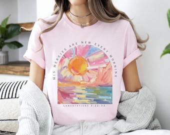 His Mercies Are New Christian T-Shirt, Religious Gift, Bible Verse Tee