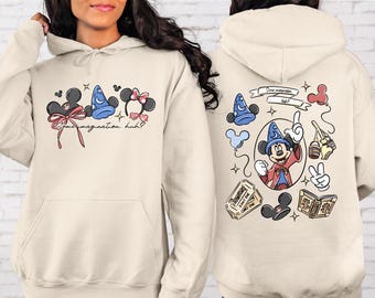 Disney Mickey Sorcerer Some Imagination Huh Coquette Bow Hoodie, Walt Disney Fantasia Mickey Hoodie, Disneyland Trip Gift