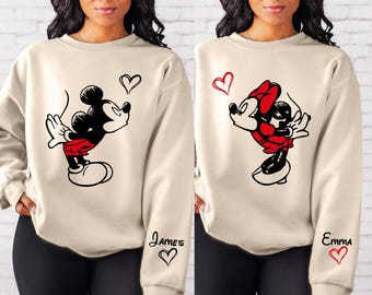 Personalized Valentine Gift Sweatshirt: Custom Lover Mickey and Minnie Couple Disney Matching Sweater