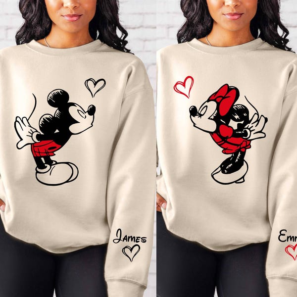 Personalized Valentine Gift Sweatshirt: Custom Lover Mickey and Minnie Couple Disney Matching Sweater