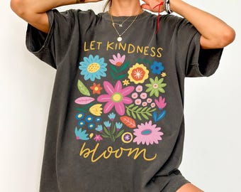 Comfort Colors Kindness Bloom T-Shirt, Retro Floral Tee