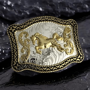 Zilveren gouden riemgesp met bloemenrol, rodeo-gesp in western-cowboystijl voor riemen van 3,5–4 cm, cadeaus in kunstwesterse stijl voor hem