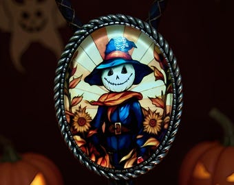 Retro halloween bolo stropdas met pompoen vogelverschrikker voor volwassenen en kinderen, gotische western cowboy stropdas sieraden, ambachtelijke Halloween cadeau voor hem haar