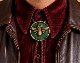 Vintage Brass Bee Bolo Tie for men Cowboy Western Bolo ties for Men Cowboy Wedding Necklace Rustic Country gift for him