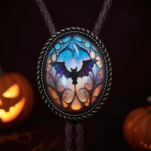 Halloween Bat Bolo Tie Gothic Western Necktie for Adults & Kids | Vintage Cowboy Necklace | Family Matching Costume Halloween Jewelry gift