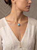 Natural Turquoise Bolo Tie Necklace for Women, Western Y Necklace, Gold Silver Chain Bolo Tie, Cowgirl Jewelry, Western Girl Chic Gift