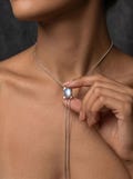 Natural Blue Moonstone Bolo Tie Necklace for Women, Western Y Necklace, Moonstone Bolo Tie, Gold Silver Chain Necklace, Cowgirl Jewelry