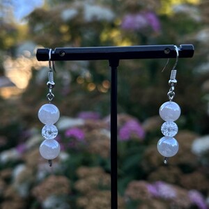 White Cute Dainty Handmade Coquette Dangle Earrings | autumn, y2k, downtown girl, back to school, gifts for girls