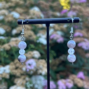 Gray and White Cute Dainty Handmade Dangle Earrings | coquette, autumn, y2k, downtown girl, back to school, gifts for girls