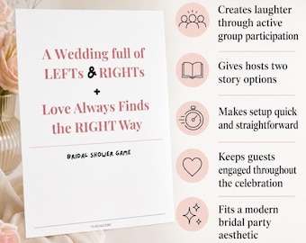 Bridal Shower Left Right Game | Printable Pass the Prize Activity | Hen Party Wedding Celebration