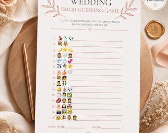 Wedding Emoji Guessing Game | Bridal Shower Printable Quiz | Hen Party Entertainment
