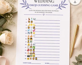 Wedding Emoji Guessing Game | Bridal Shower Printable Quiz | Hen Party Icebreaker