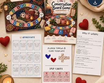 Printable Couples Date Night Game | Conversation Board with Question Cards | Anniversary Relationship Gift