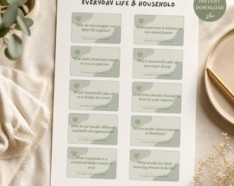 Moving In Together Questions | Printable Couples Discussion Cards for Cohabitation | Housewarming date night
