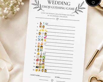 Wedding Emoji Guessing Game | Bridal Shower Printable | Bachelorette Party Activity
