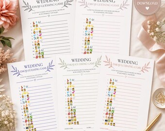 Wedding Emoji Guessing Game Bundle | Bridal Shower Printable Activity | Bachelorette Party Icebreaker
