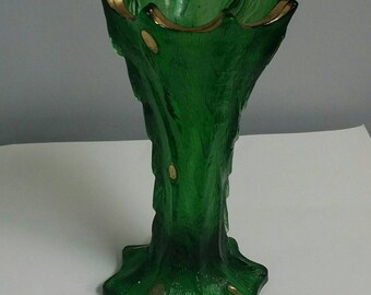 Early Green Glass Vase Tree Trunk or Vine