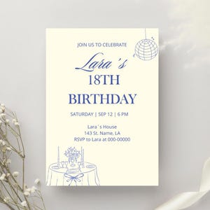 Editable Birthday Invitation | Elegant Party Invite for Her | Canva Template | Digital Download | Modern Celebration