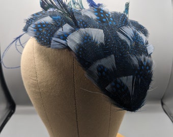 Blue and Black Elongated Teardrop Fascinator