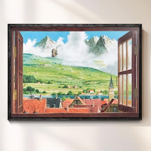 Howl&#39;s Moving Castle Canvas Art: Ghibli Anime Poster, Wood Frame Option