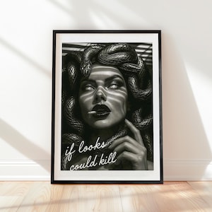 Medusa Wall Art, Greek mythology wall Art, Woman with Snake Head Canvas Art, Black and White Medusa Wall Art, Medusa Greek Wall Decor, Gift