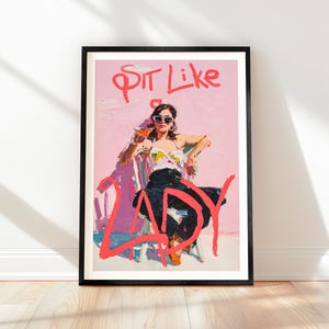 Sit Like a Lady Canvas Print: Bold Feminine Art, Pink Decor