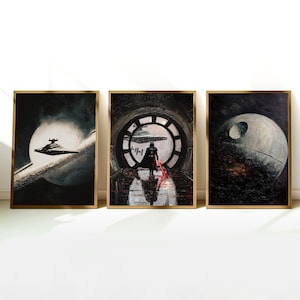 Star Wars Endor Canvas Wall Art Print, Darth Vader Print, Star Wars Lover, Endor Poster Wall Art, Death Star Art, Triple Wall Art, Gift