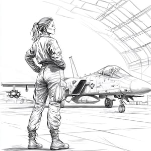 10 Fighter Pilot Themed Coloring Printables- Instant Download.