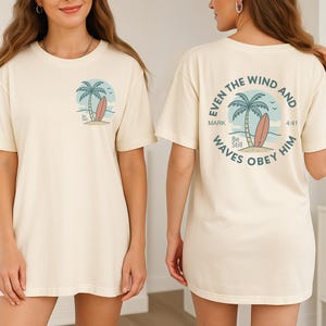 Comfort Colors Beachy Christian Shirt, Christian Bible Verse Shirt, Trendy Backprint Ocean-Inspired Shirt, Faith T-Shirt, Teen Baptism Gift
