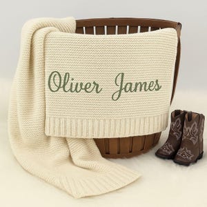 Custom Baby Blanket with Baby Name, Embroidered Newborn Knitted Blanket, Baby Shower Gift