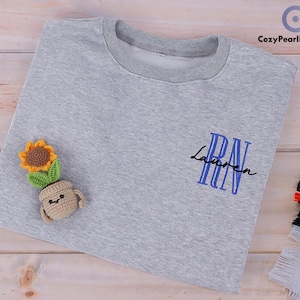 Embroidered Nurse Sweatshirt, Custom Name Rn Nurse Sweatshirt, Nurse Graduation Sweater, Nursing School Shirt, Nursing Hoodie, Nurse Gift