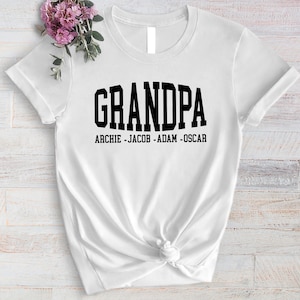 Custom Grandpa Shirt with Grandkids Names, Personalized Grandpa Shirt, Father&#39;s Day Gift for Grandfather, Cute Dad Shirt, Gift for Grandpa