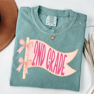 Custom Pennants Flag Teacher Shirt, Back to School Shirt, Coquette Bow Kindergarten Shirt, Pennant Flag Teacher Tee, School Spirit Shirt