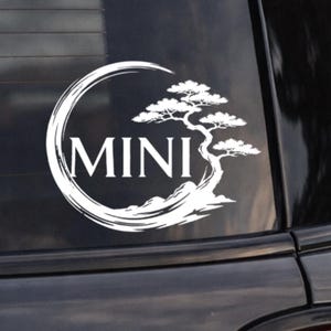 MINI Cooper Bonsai Decal, Japanese Zen Window Sticker, Enso Circle Vinyl, JDM Inspired Car Accessory, Gift for MINI Owner