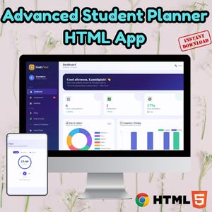 Advanced Student Planner HTML Web App - All-in-One Assignment Tracker, Weekly Schedule & Academic Progress Dashboard for Students